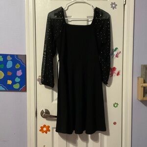 Speechless Black Dress with Sheer‎ Embellished Sleeves for kids